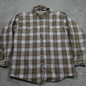 Cinch Shirt Mens XL Brown Plaid Button Down Western Long Sleeve